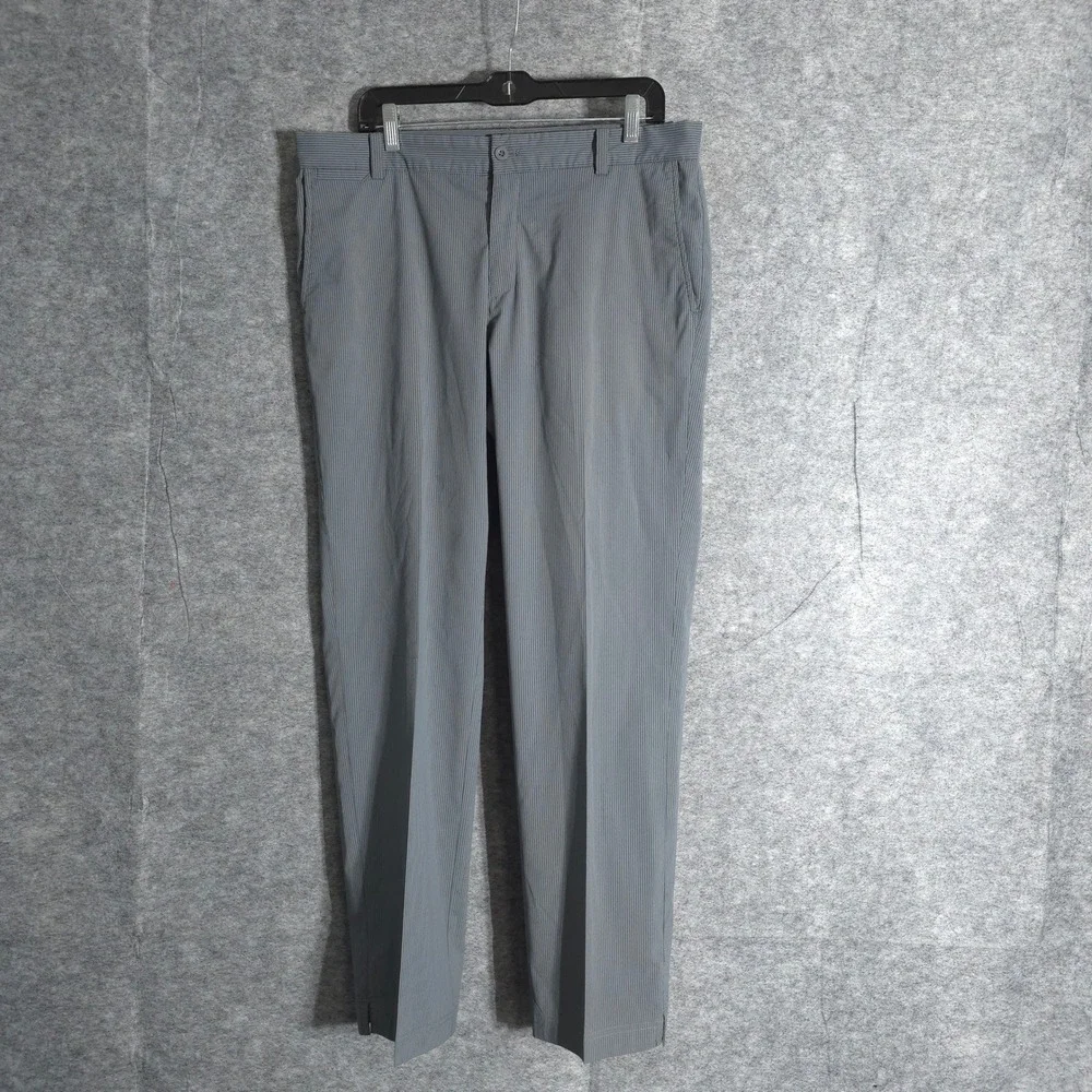 Nike Golf Dri Fit Pants Mens 34x32 Gray Stripe Tour Performance Athletic Stretch